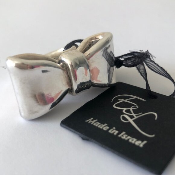 E&L Israel Sterling Silver Electroform Bow Ring Sz.6-6.5 - Picture 3 of 16